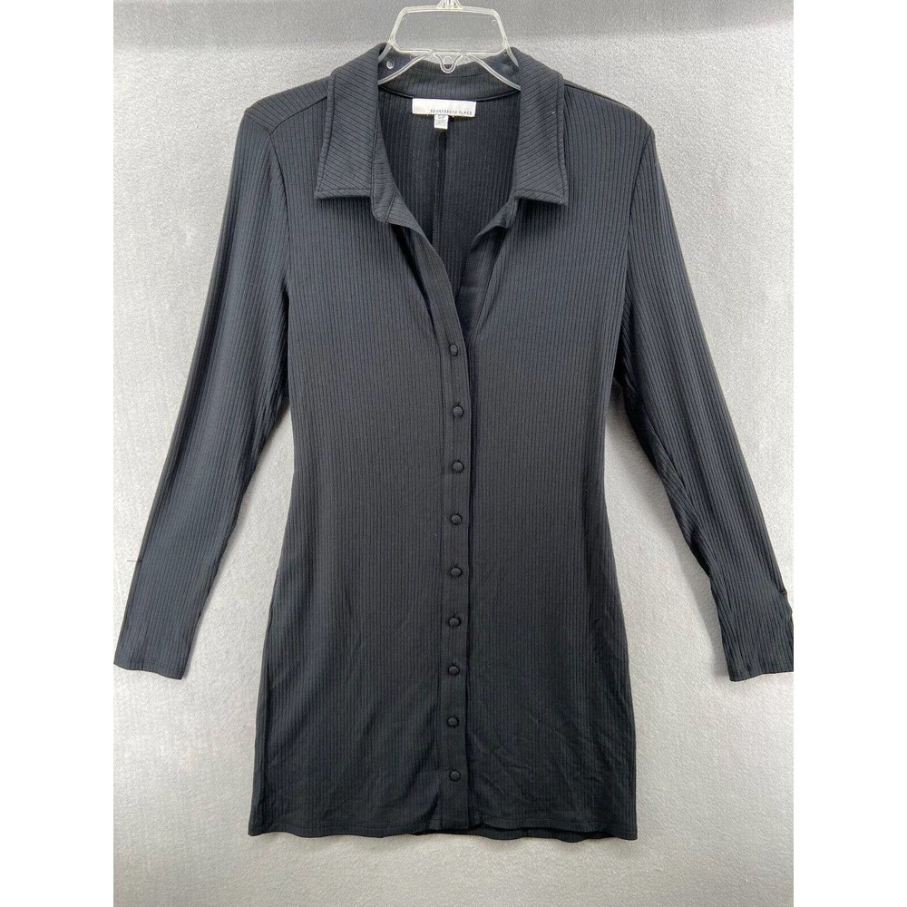 Fourteenth Place Dress Womens Small Black‎ Long Sleeve Ribbed Sweater Collar